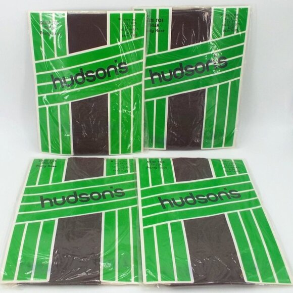 Vintage Hudson's Dark Taupe Demi Toe Sheer Pantyhose Lot of 4 Size B - Picture 1 of 5